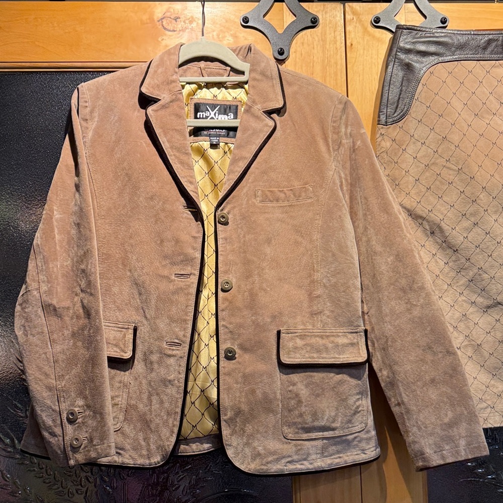 Maxima Tan Suede Suit